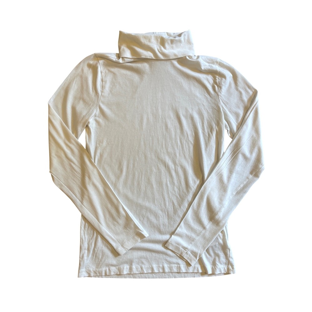 J.Crew Womens Lightweight Layering White Cotton Long Sleeve Turtleneck Top Sz M